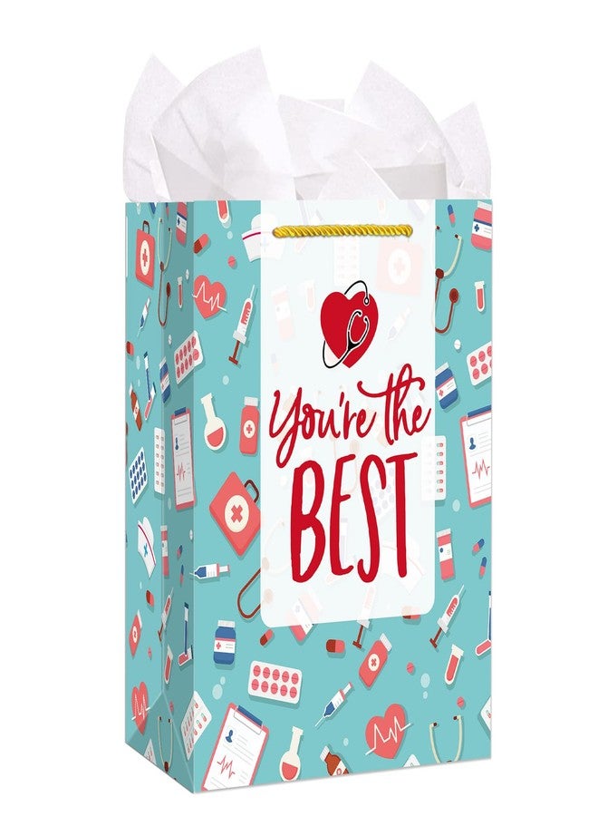 FaCraft Nurse Graduation Gifts Bag - 13" Large Nurse Gift Bags with Tissue Paper for Women Men New Nurses Nursing School Graduation Gifts for Her Him Graduates New Nursing Student Medical School Party - Image 1
